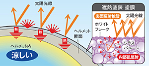 シラスバルーン塗料を用いた遮熱ヘルメット